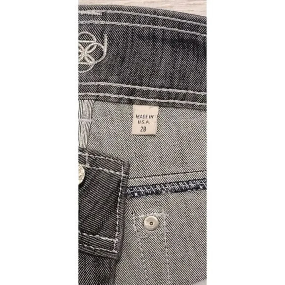 Bebe Jeans‎ Women's Dark Wash Stretch Double Button Slim Crop Jeans Size 28